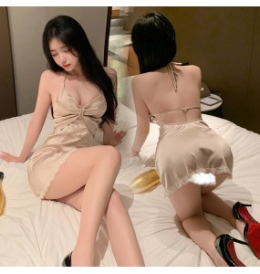 FEE ET MOI - Sexy Deep V Backless Sleepwear (Champagne Gold)